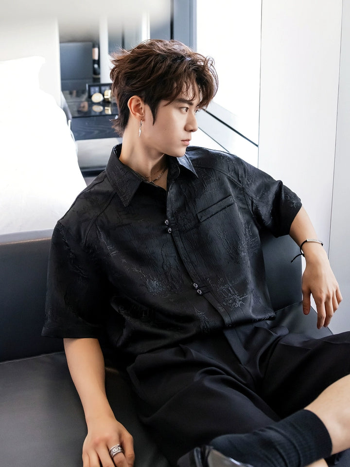 Printed Short Sleeve Button-Up Shirt