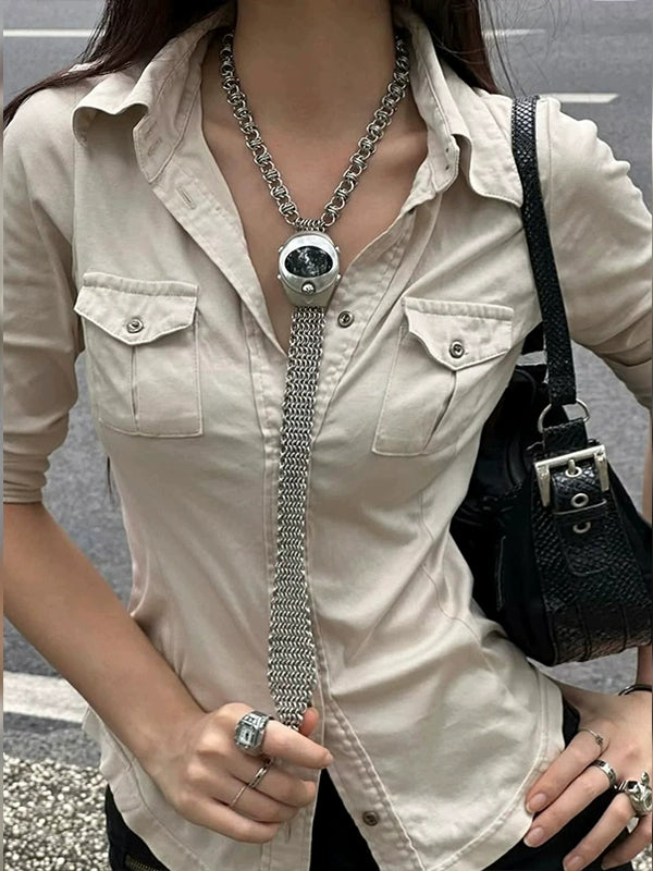 Polo Collar V-Neck Slim Fit Shirt