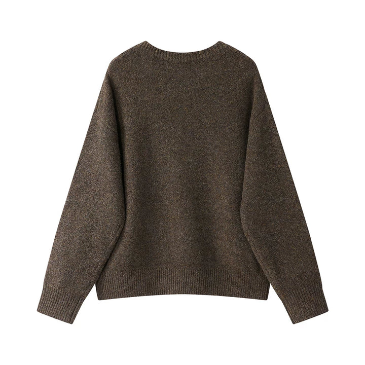 Cartoon Dog Jacquard Crew Neck Sweater