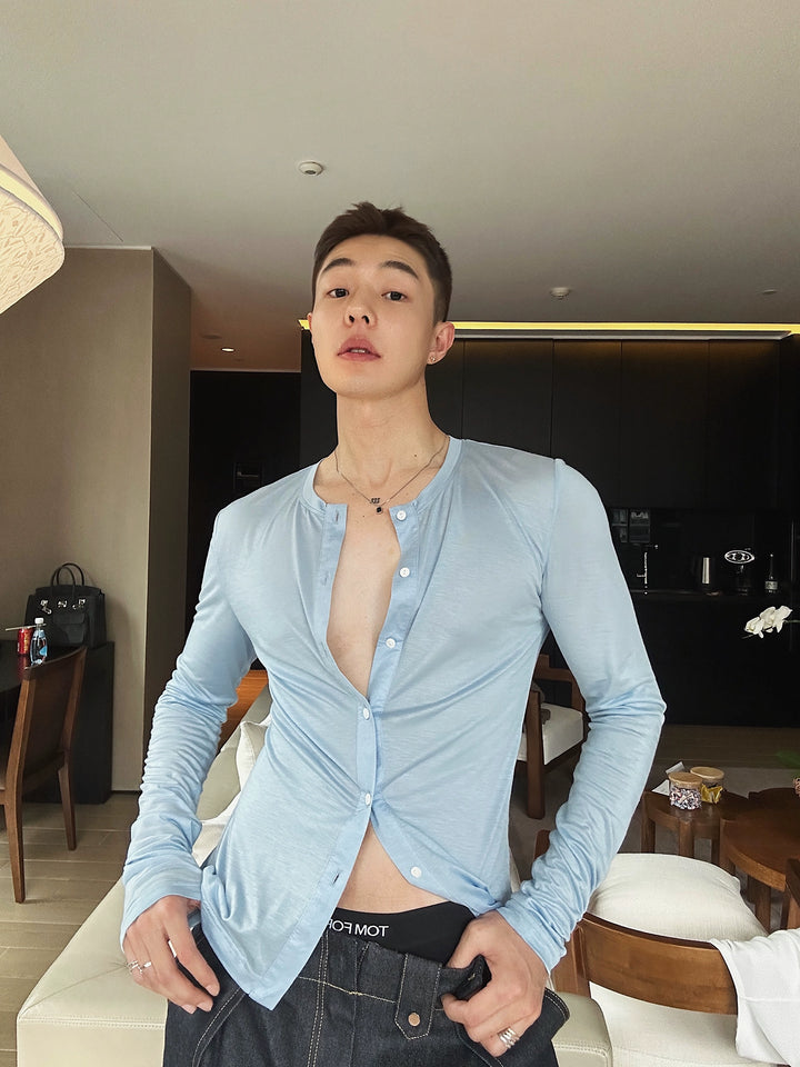 Lightweight Slim Fit Button-Up Cardigan Shirt