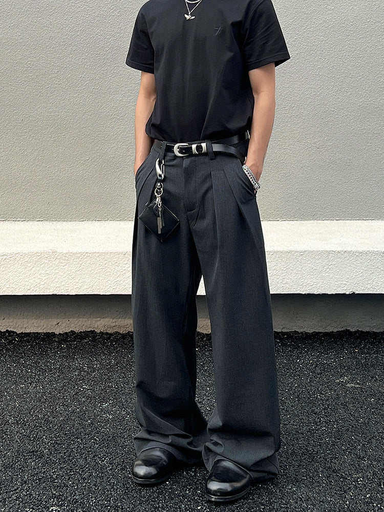 Loose Wide-leg Pleated Pants