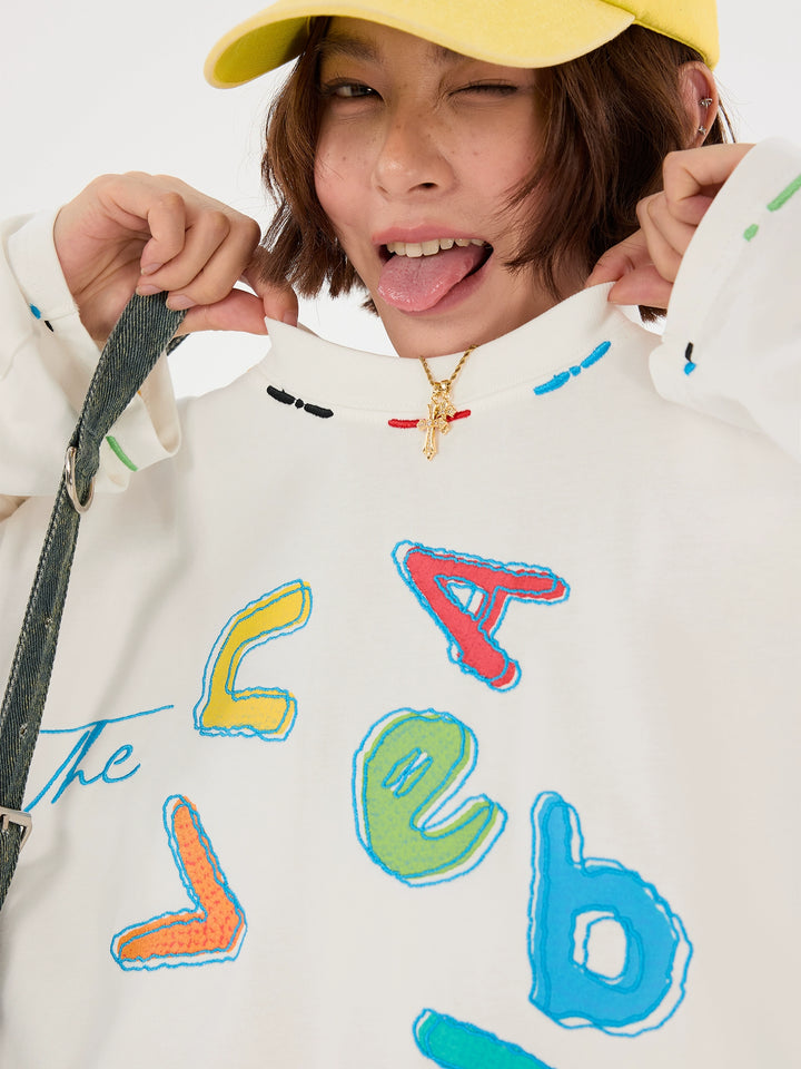 Graffiti Letter Loose Long Sleeve Shirt
