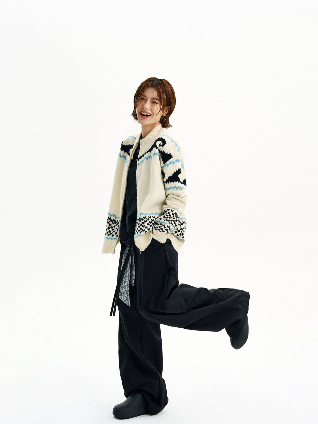 Fair Isle gebreide rits cardigan trui