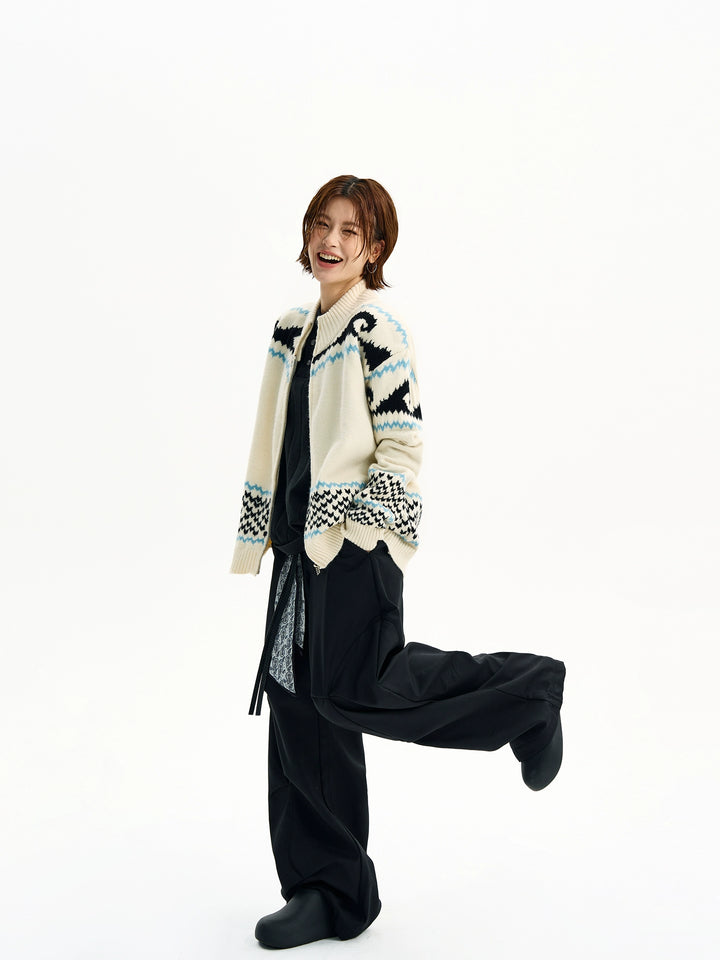 Fair Isle gebreide rits cardigan trui