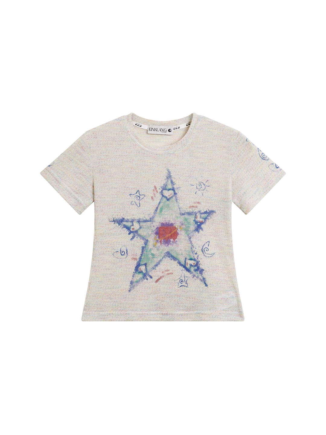 Star Print Round Neck Slim Fit T-shirt