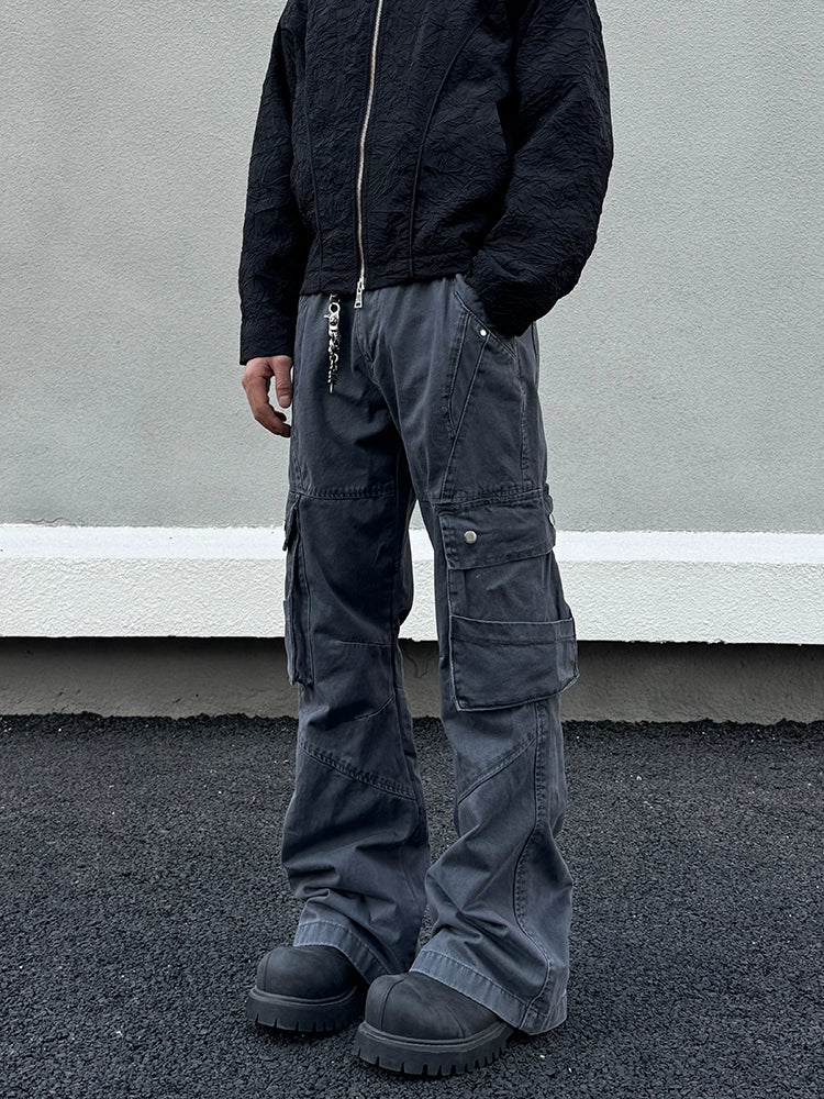 Wide-Leg Multi-Pocket Flared Jeans