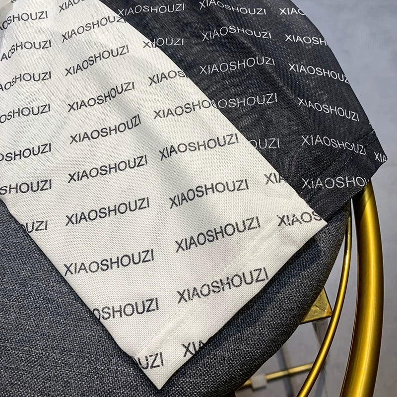 Mesh Turtleneck Letter Print Pullover Shirt