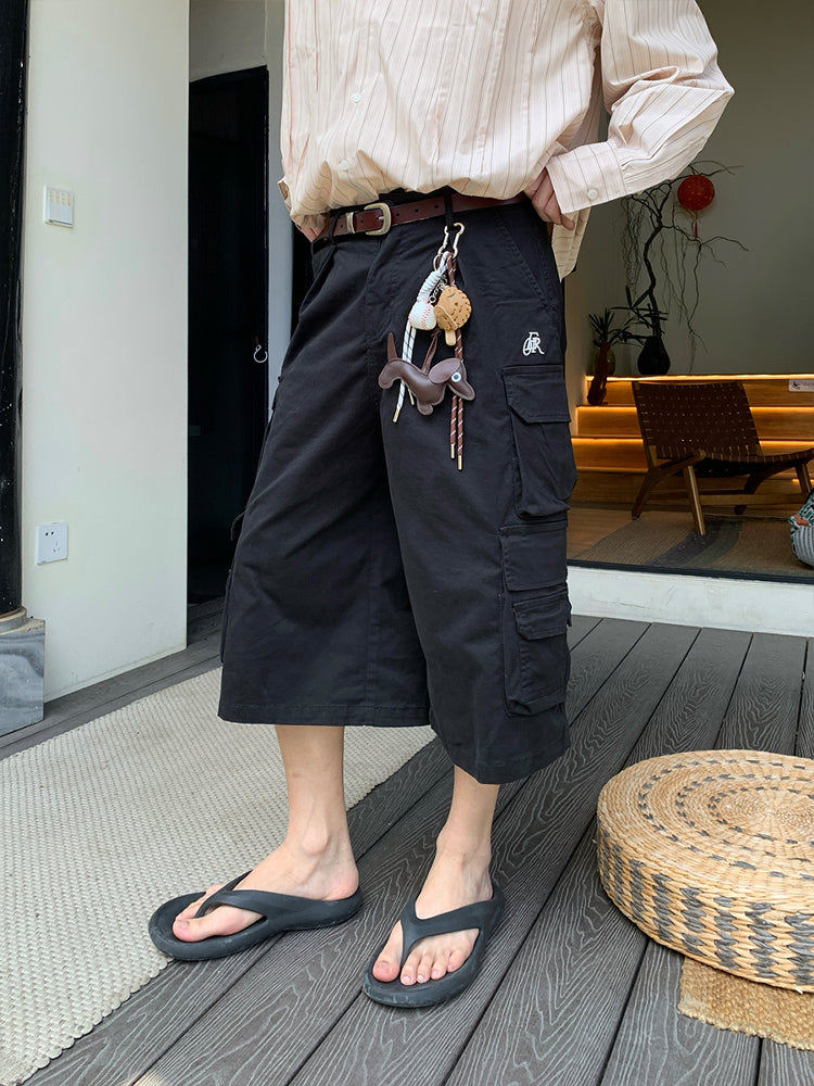 Casual Wide-Leg Cargo Shorts