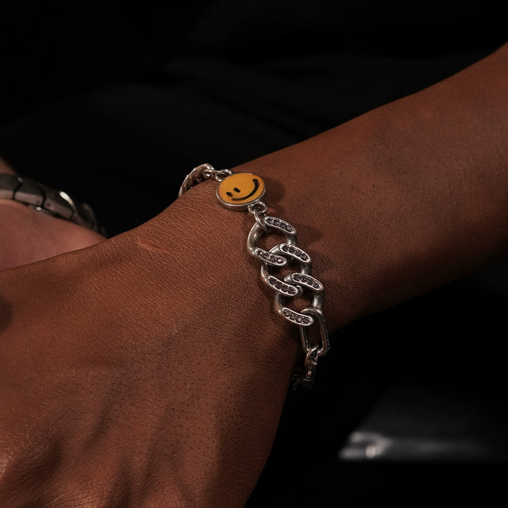 Náramek z titanu s kubánským článkem a úsměvem