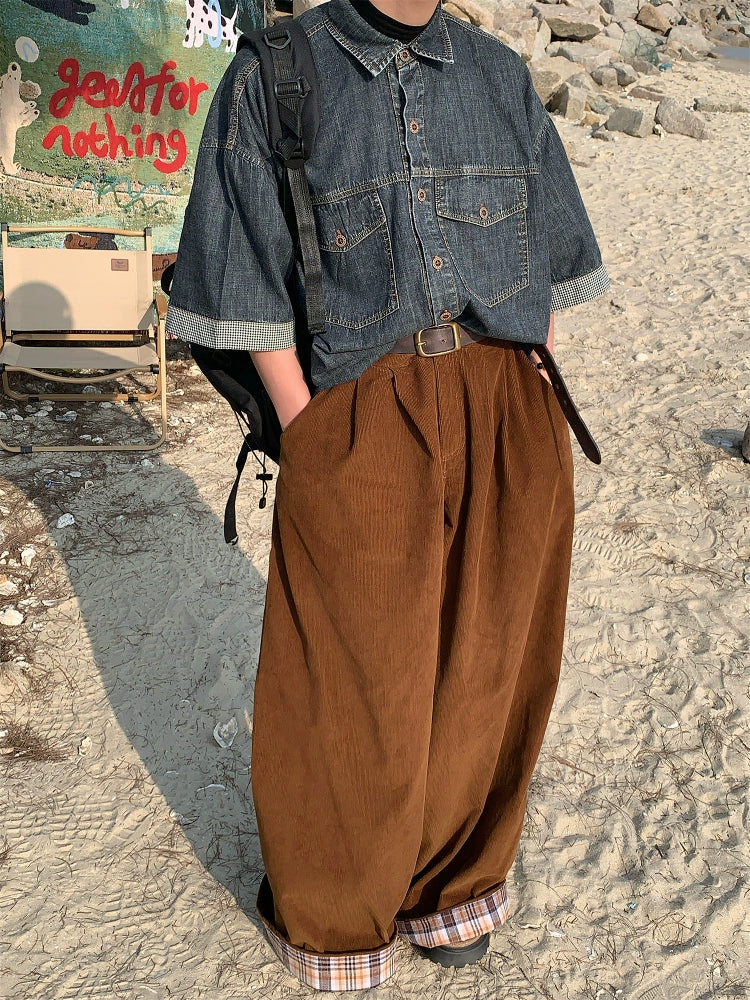 Short Sleeve Loose Fit Denim Shirt