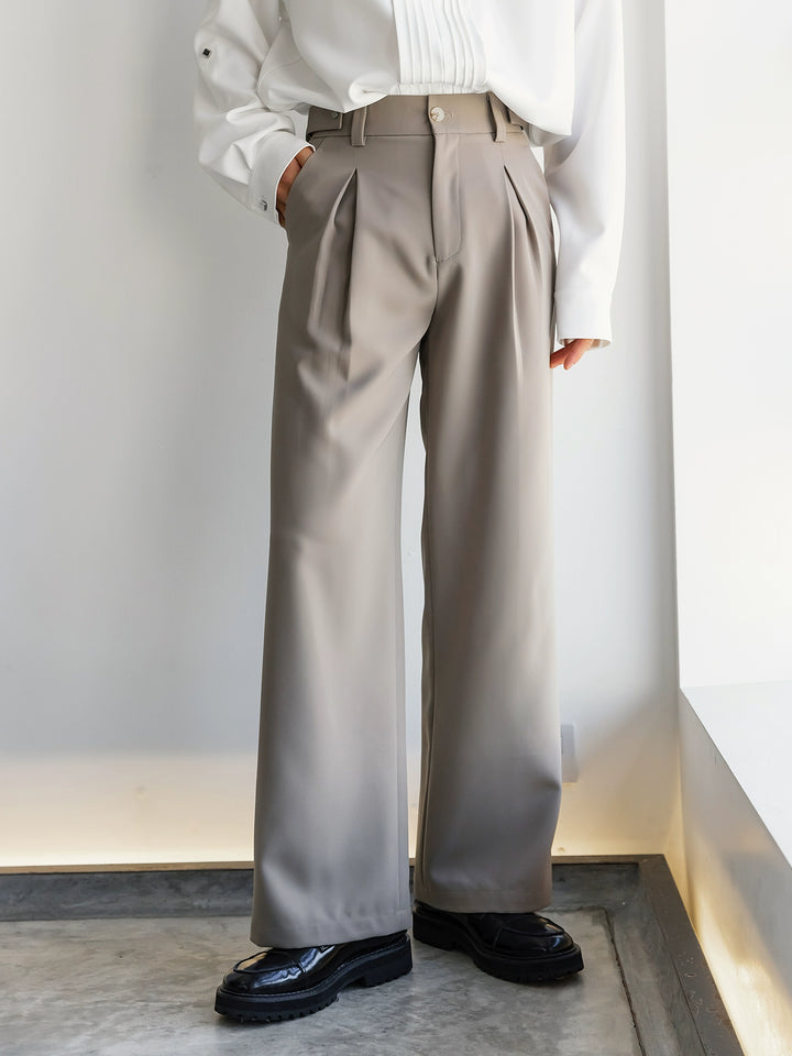 Pantalones casuales holgados y drapeados de pierna ancha