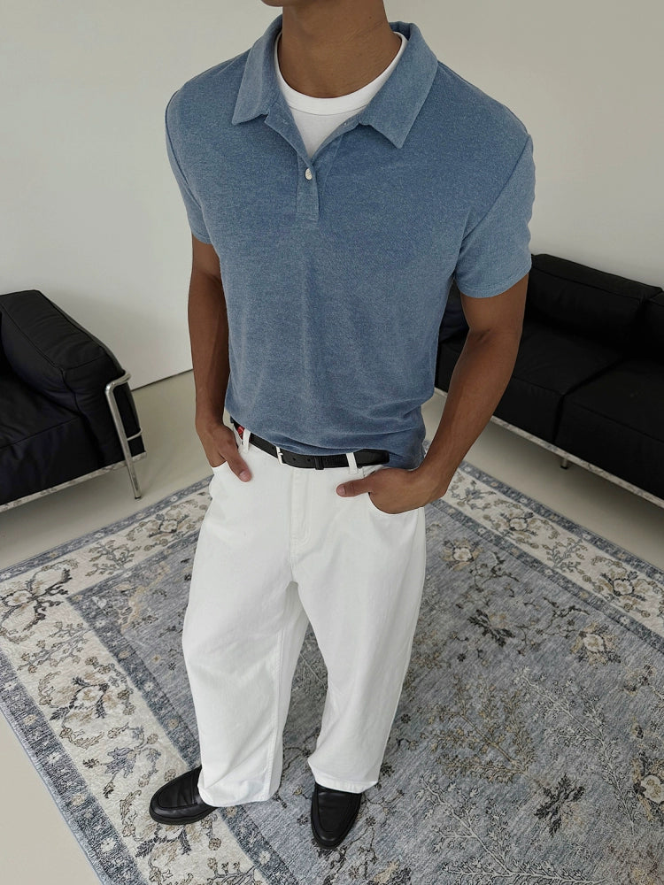 Terry Cloth Short Sleeve Polo Shirt