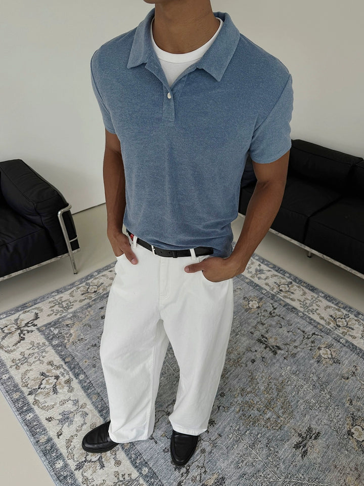 Terry Cloth Short Sleeve Polo Shirt