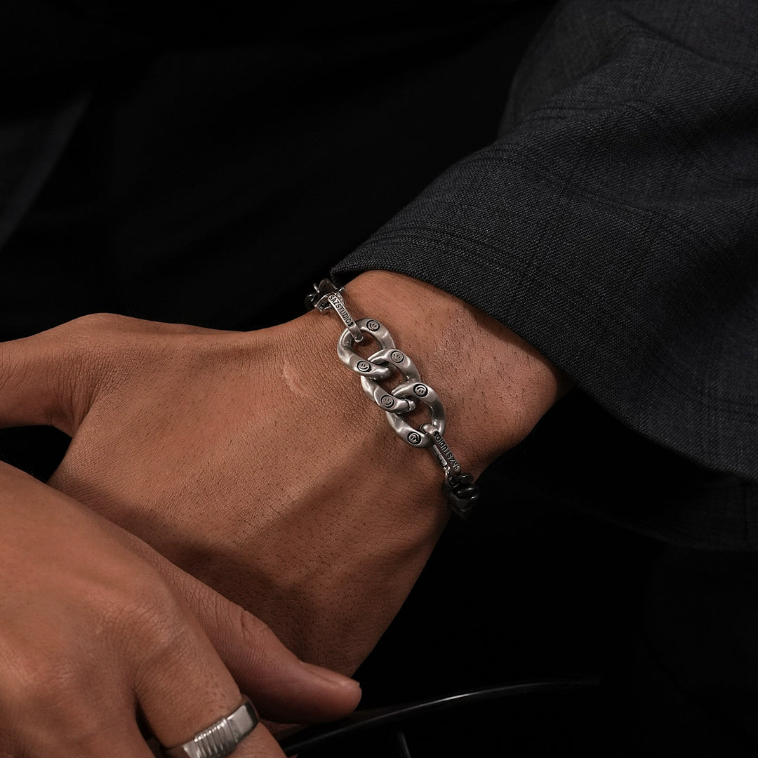 Široký kubánský řetěz náramek s úsměvem