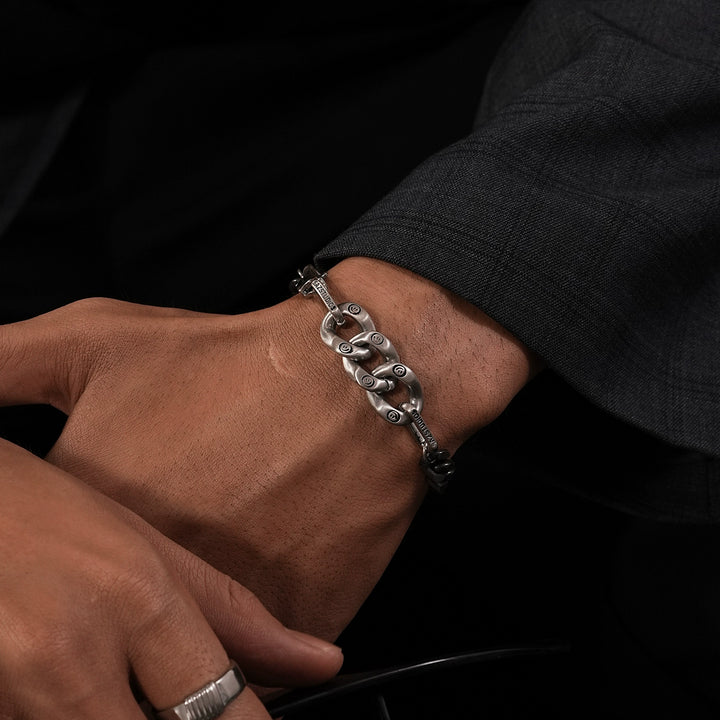 Široký kubánský řetěz náramek s úsměvem