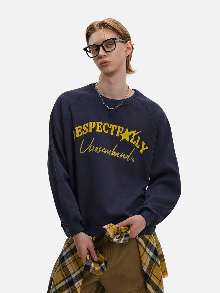 Broderet løs pasform langærmet sweatshirt