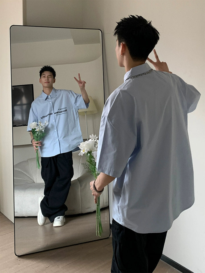 Letter Print Short-Sleeve Shirt