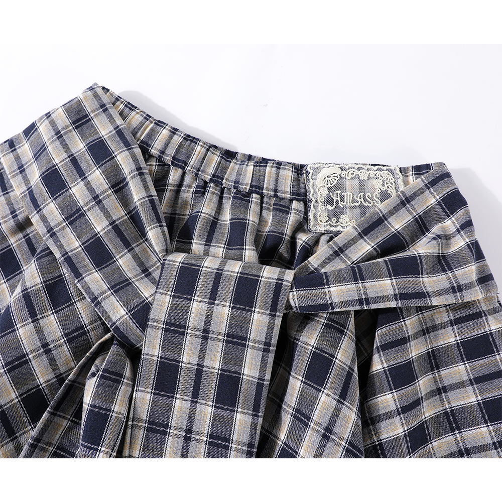 Plaid Asymmetric Skirt