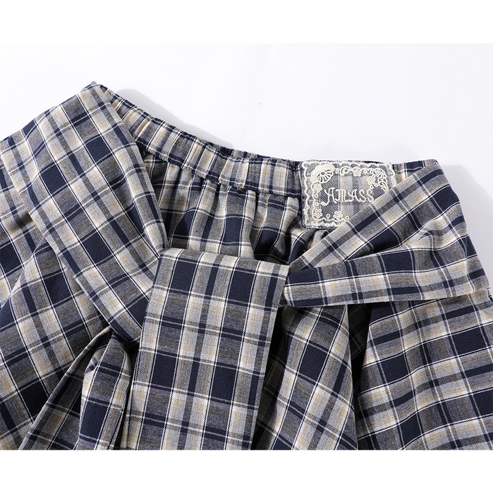 Plaid Asymmetric Skirt