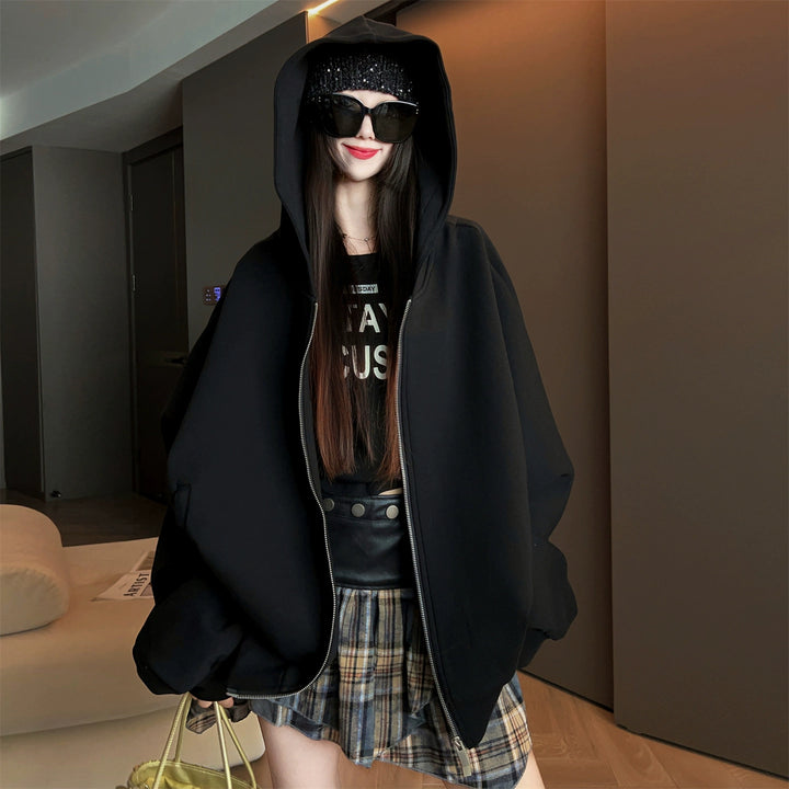 Hooded Loose Fit Casual Sweater Jacket