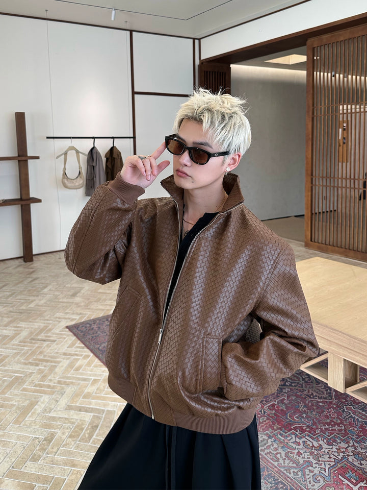 Chaqueta de solapa de jacquard a cuadros