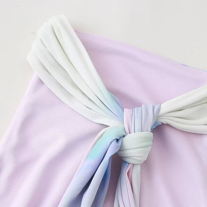 فستان قصير مزخرف من التول مع تجاعيد نحيفة