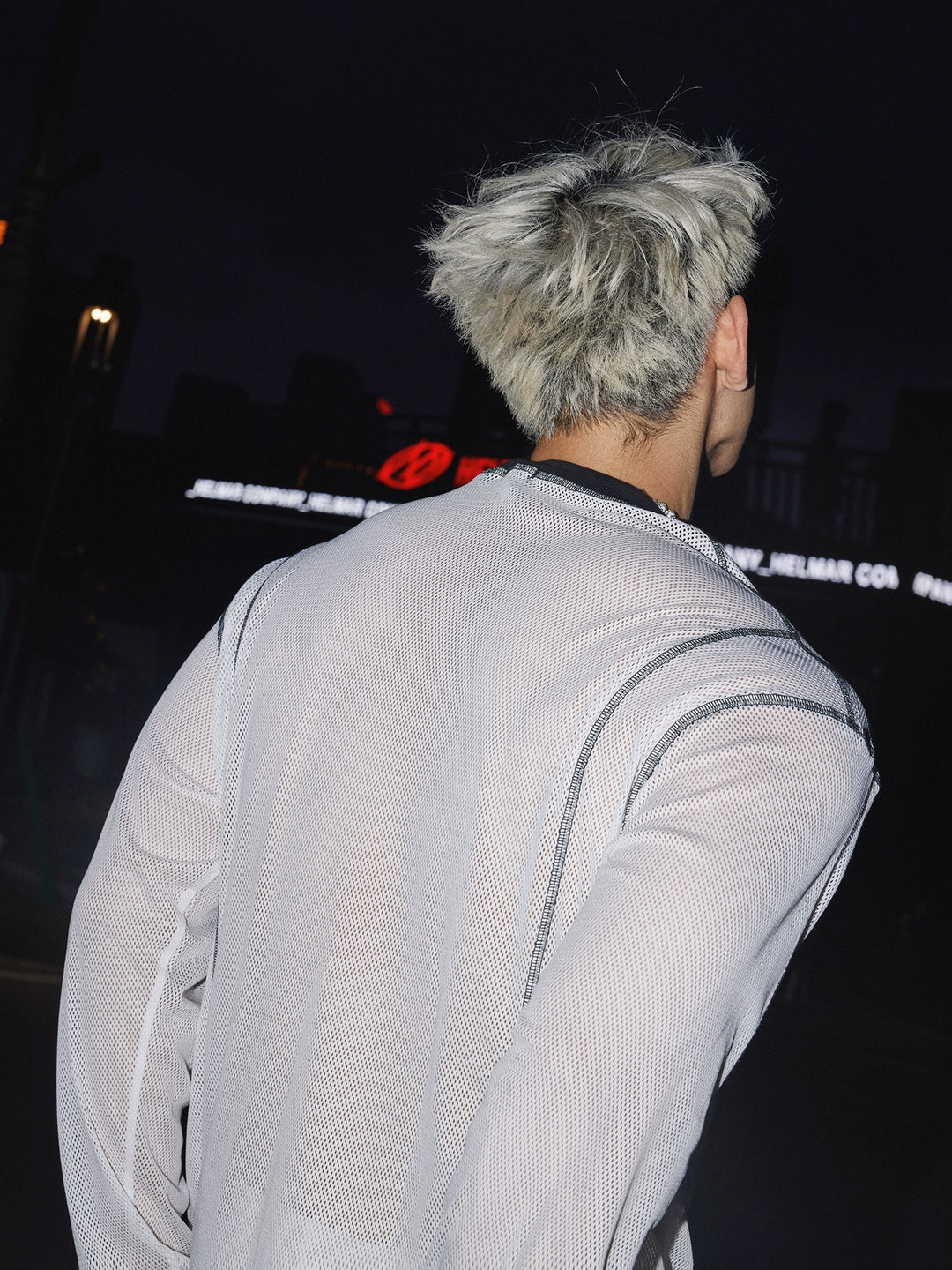 Mesh Hollow Long Sleeve Pullover