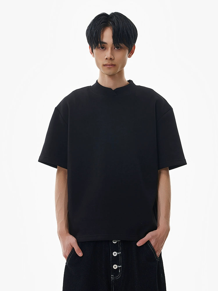 Stand Collar Cotton Loose T-shirt