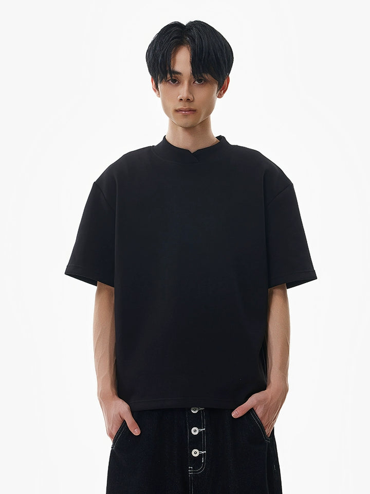Stand Collar Cotton Loose T-shirt