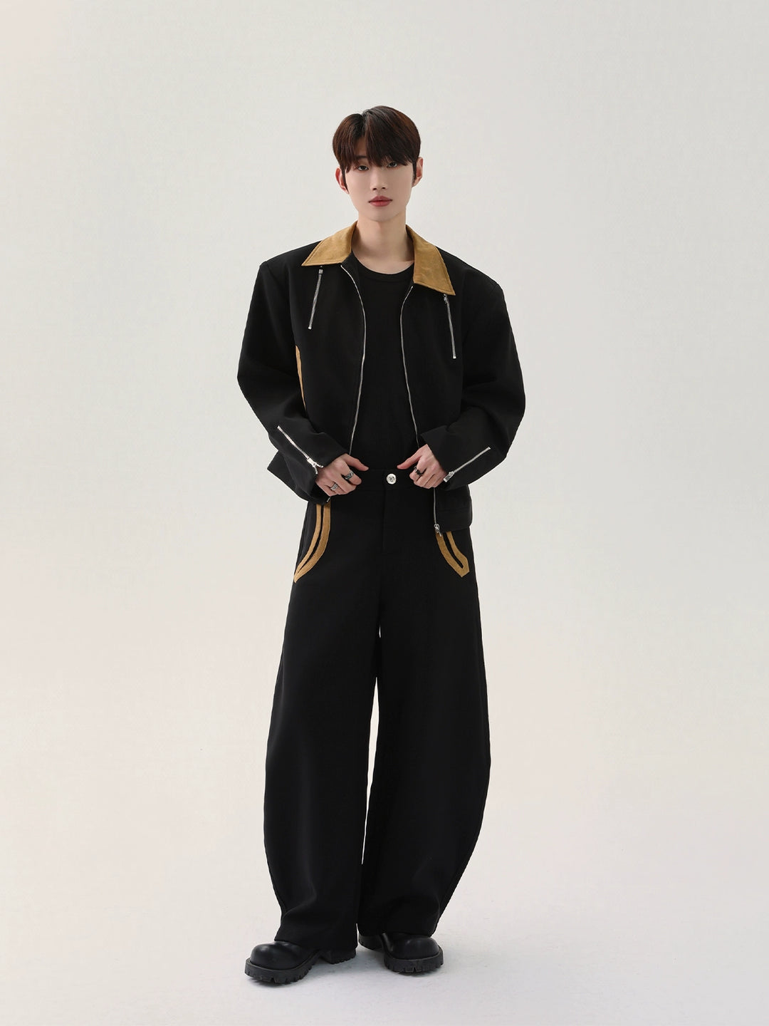 Korean Style Top and Wide-Leg Pants