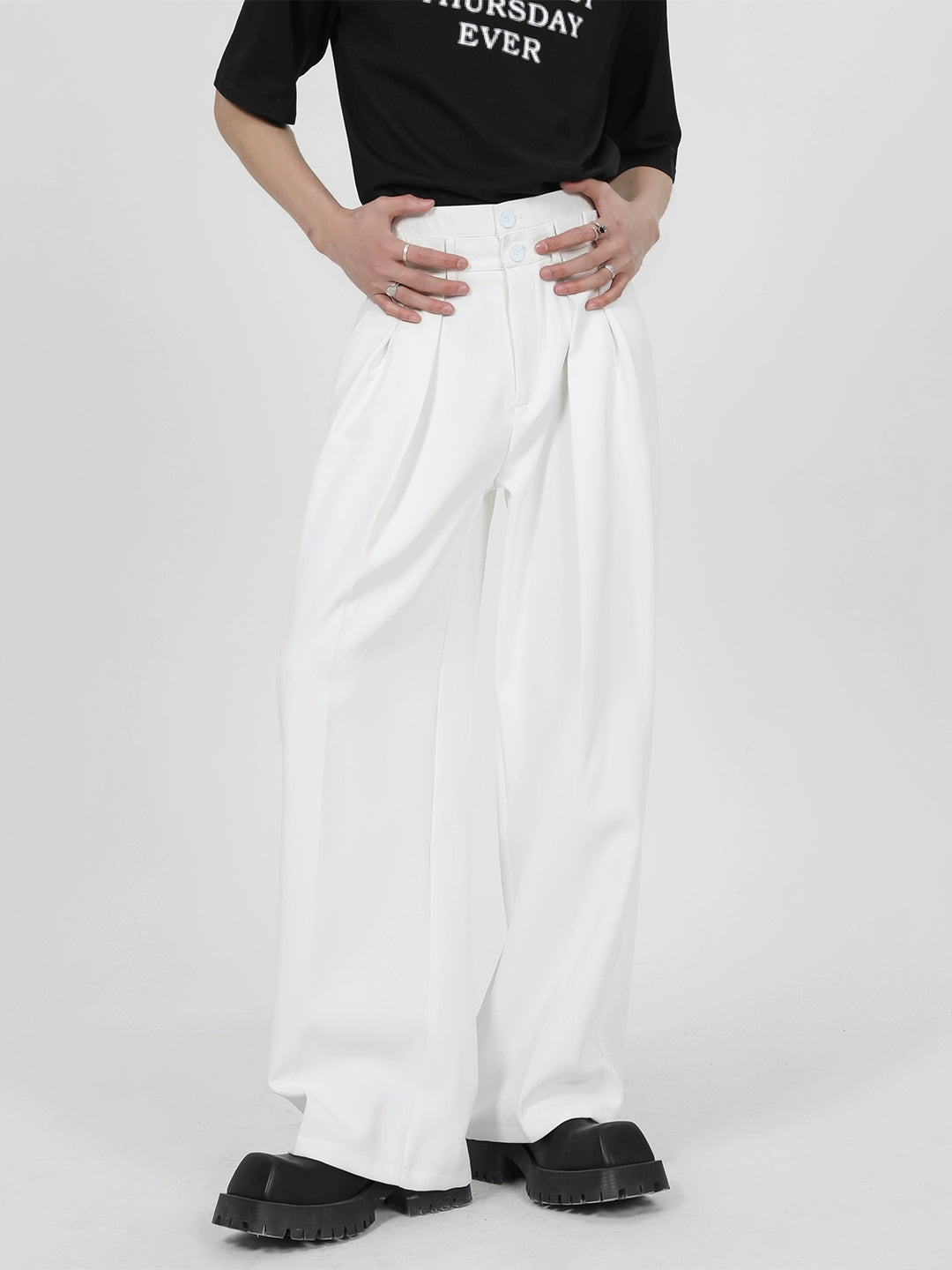 High Waist Wide Leg Casual Suit Pants
