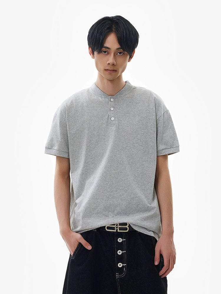 Henry Collar Short Sleeve Pullover
