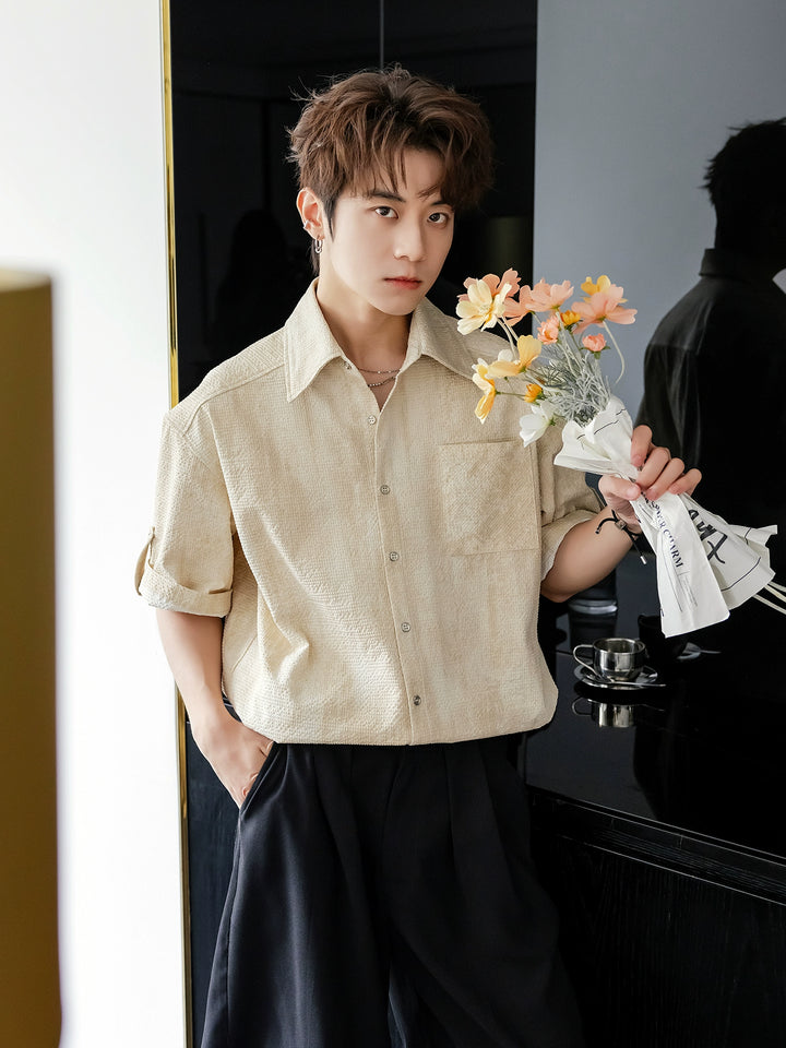 Seersucker Short Sleeve Button-Up Shirt