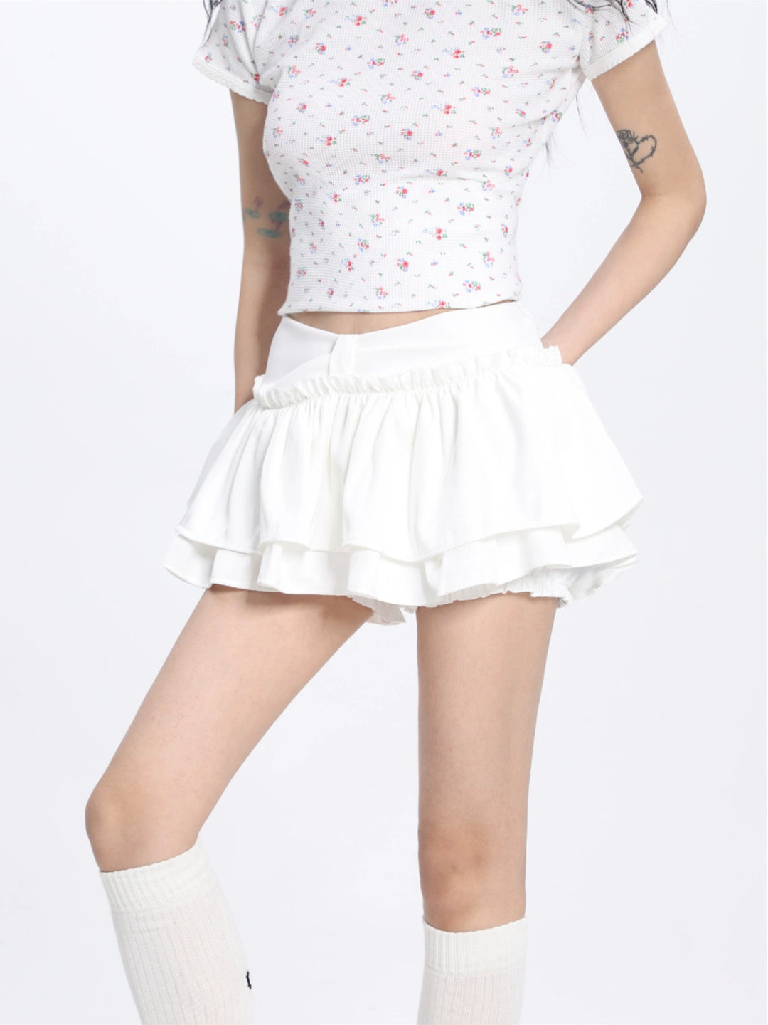Layered Pleated Ballet Miniskirt