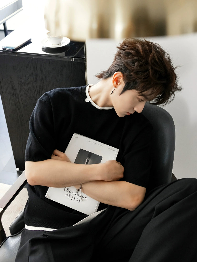 Knitted Short Sleeve Loose Fit T-Shirt