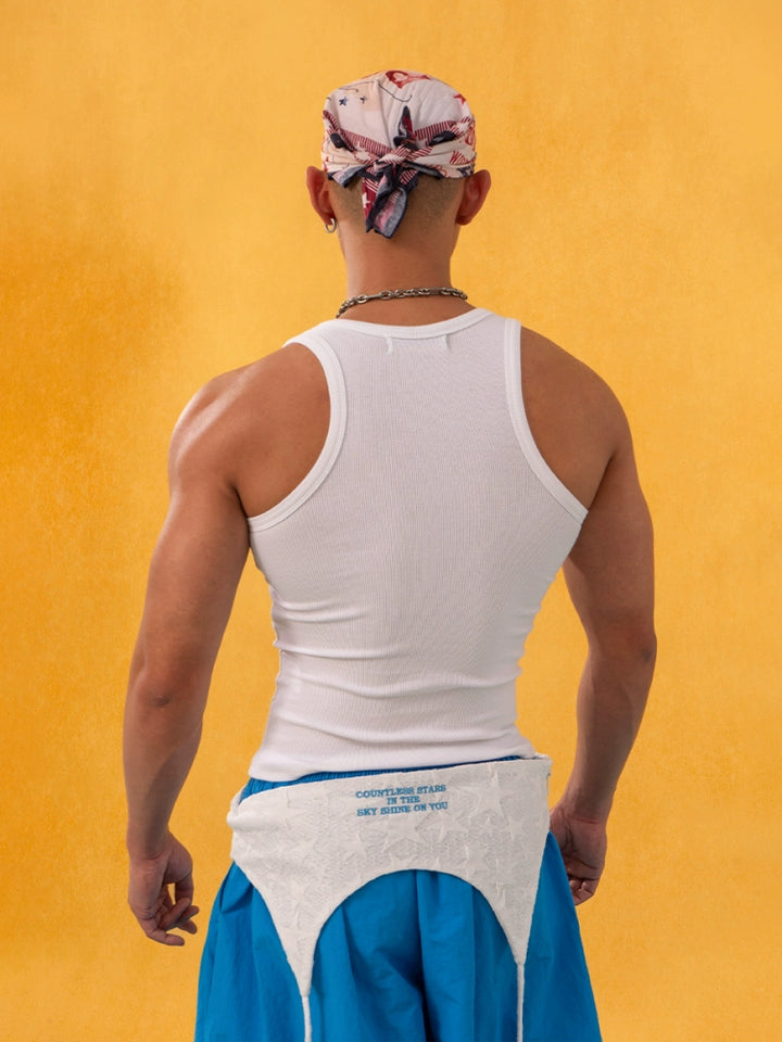 Slim Fit Button Half-Open Sports Vest