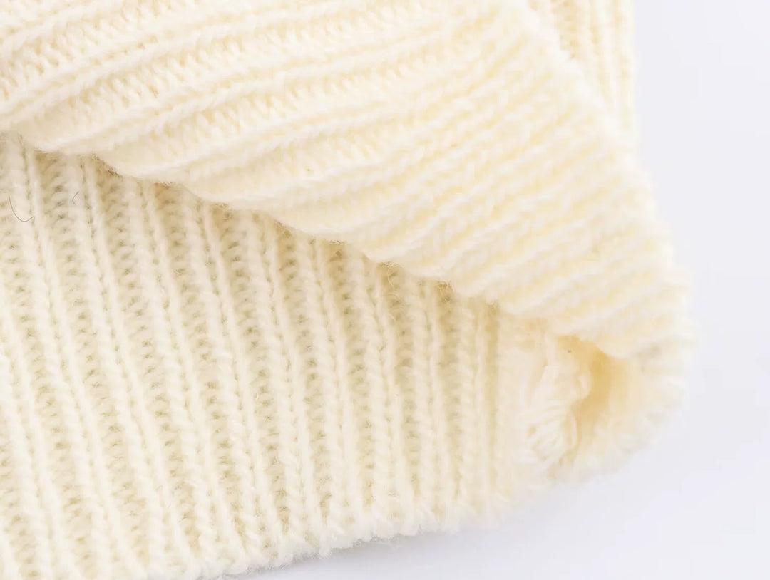 سترة كارديجان مزررة من الصوف بياقة دائرية