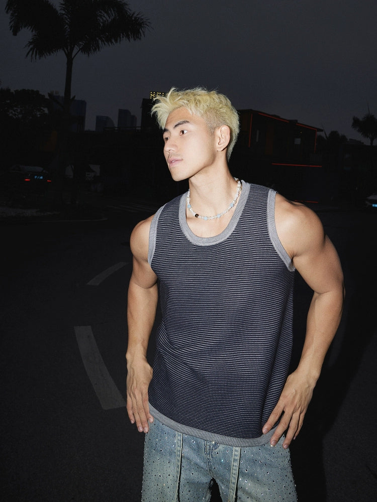 Striped Sleeveless Woolen Casual Vest