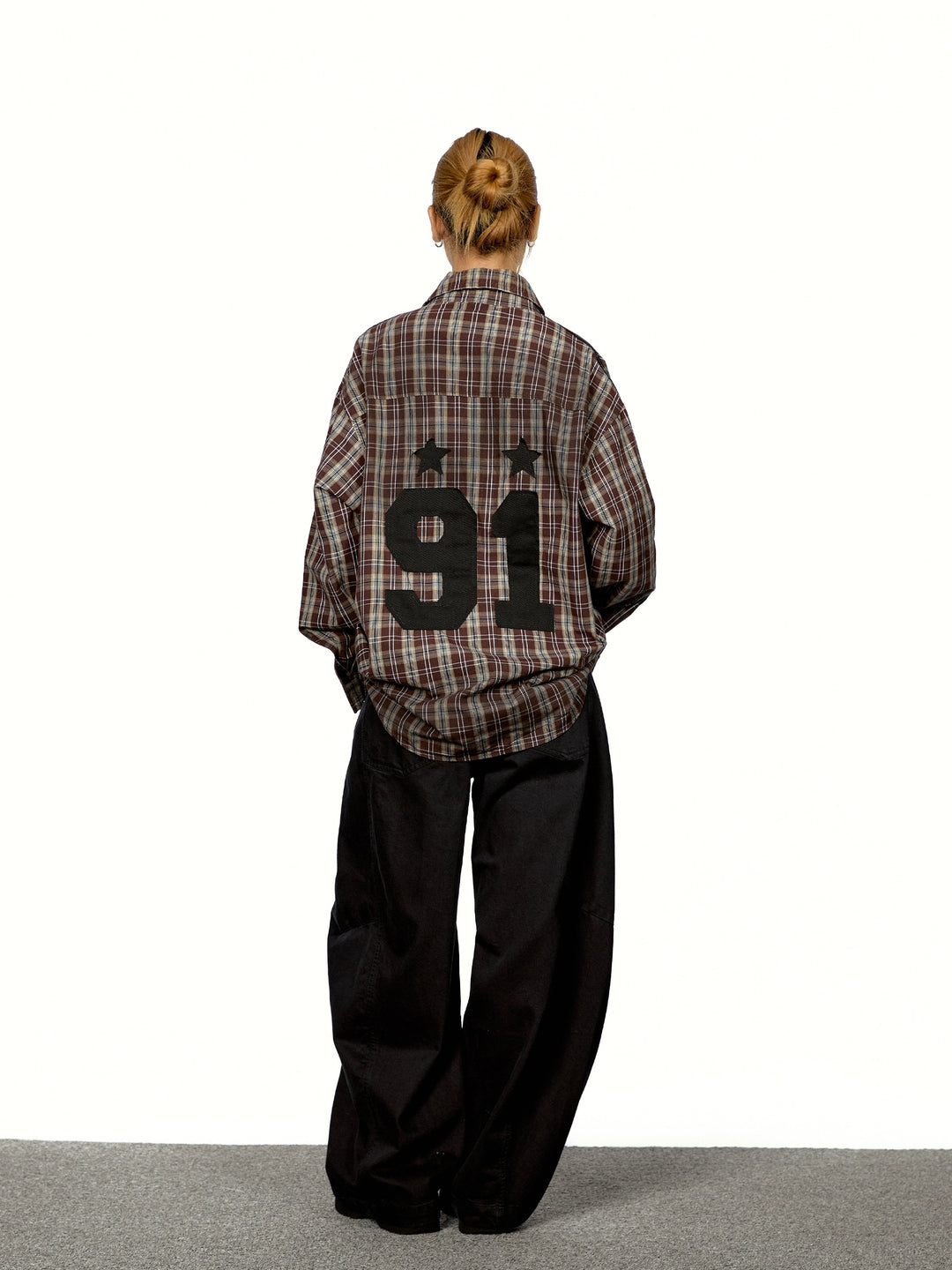 Plaid Patchwork Distressed Loose Shirt