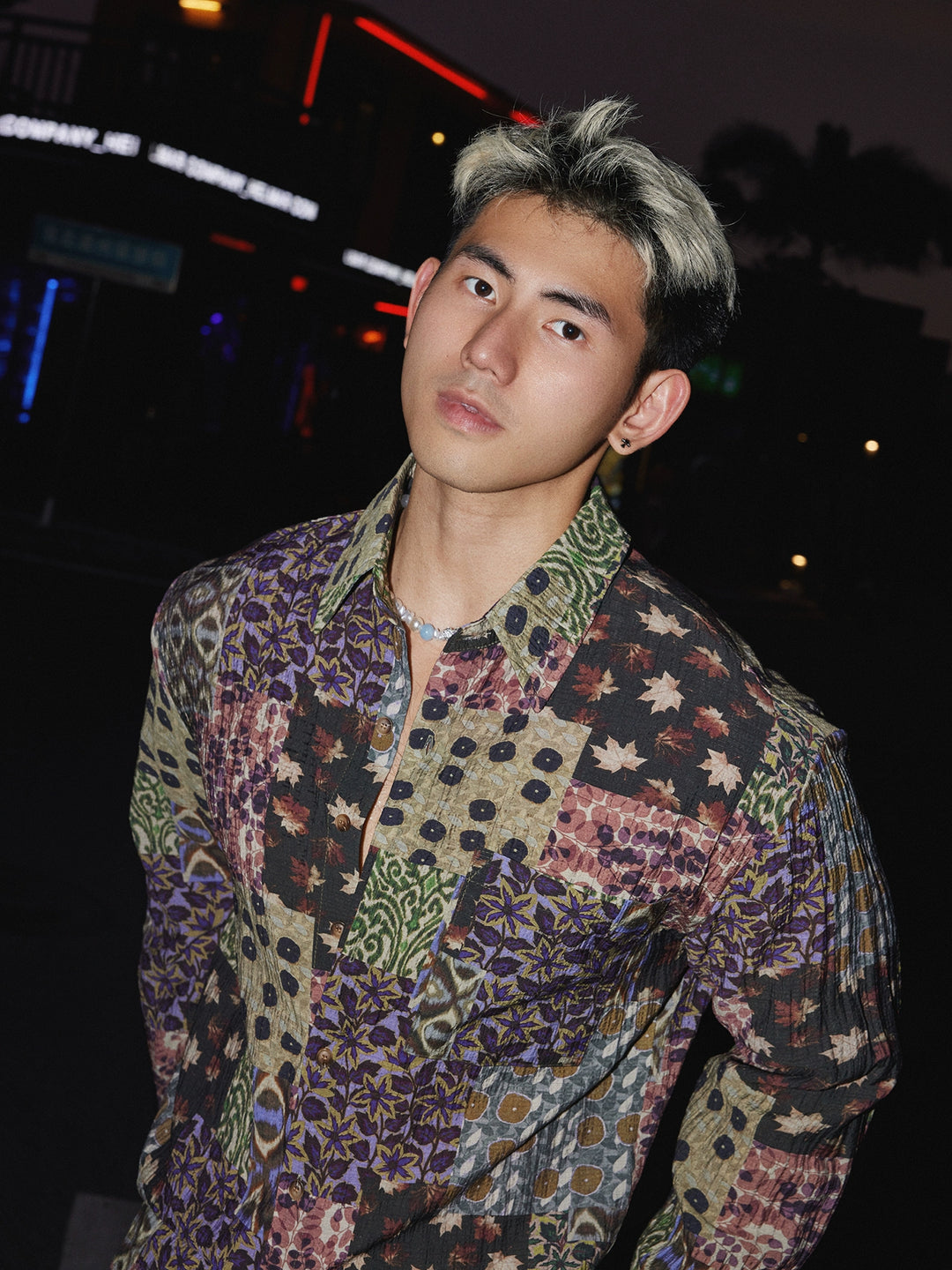 Patchwork Print Loose Shirt