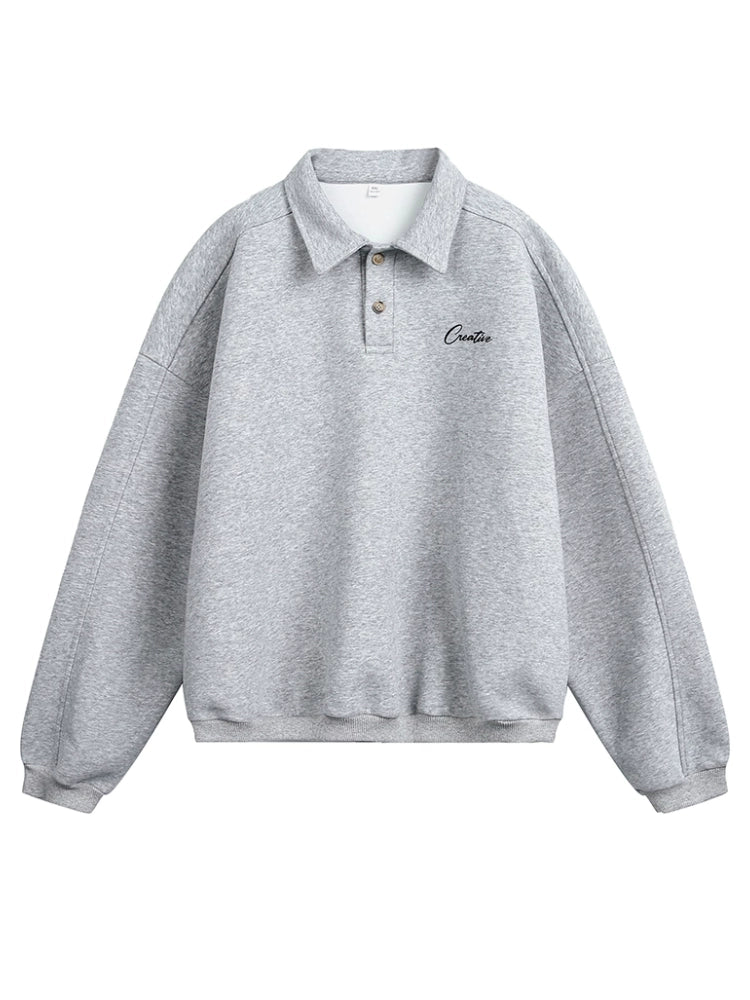 Sudadera con cuello de polo de letra bordada