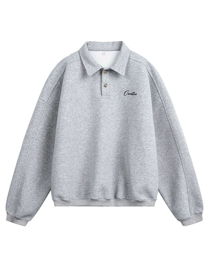 Sudadera con cuello de polo de letra bordada