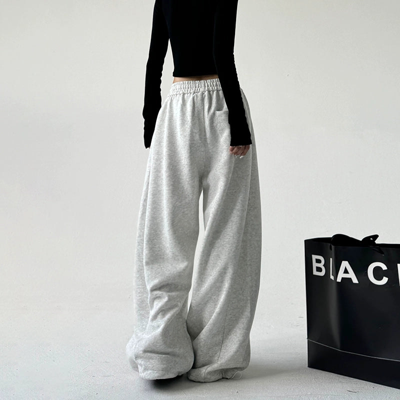 Wide-Leg High-Waisted Cotton Casual Pants