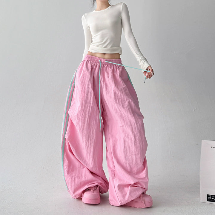 Retro Striped Wide Leg Sports Pants