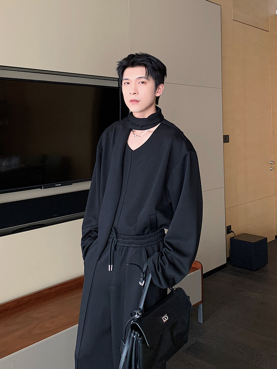 V-Neck Casual Sweatshirt and Pants