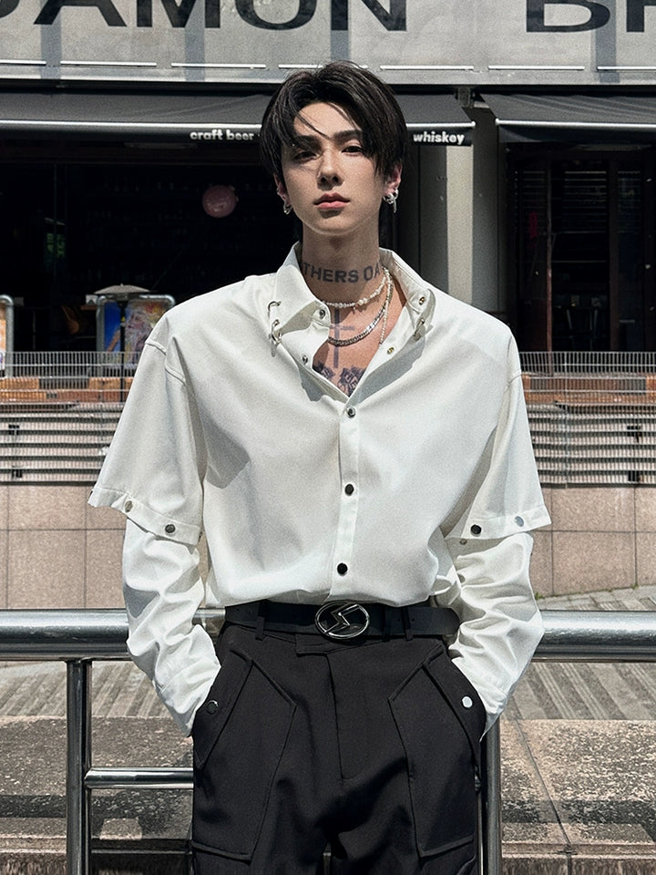 Casual Splice Long Sleeve Button Shirt