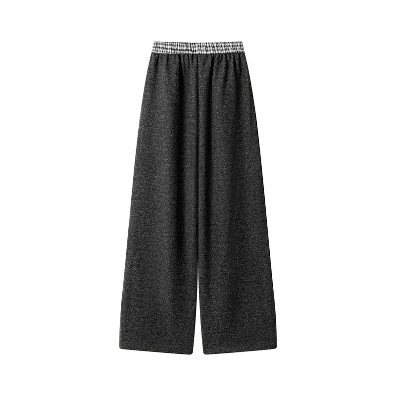 Fleece-Lined Wide-Leg Casual Cropped Pants