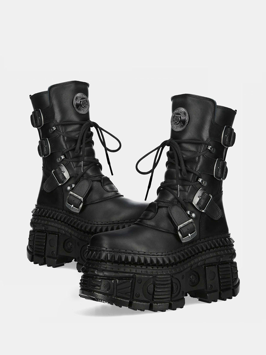Thick-Soled Heavy Metal Motorcycle Boots
