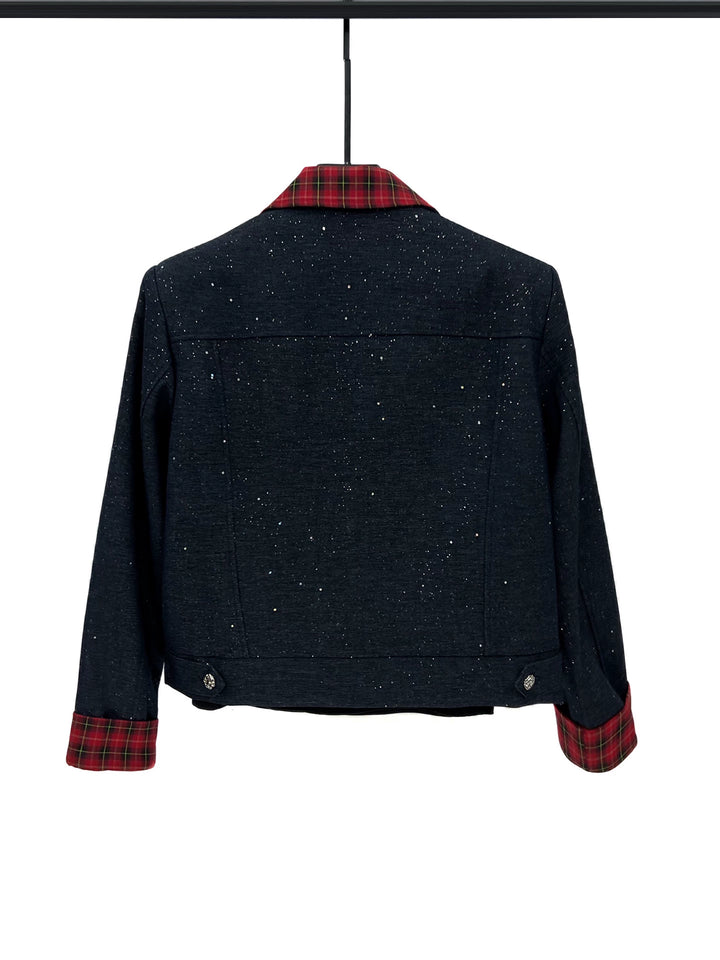 Plaid Collar Jacket and Pants