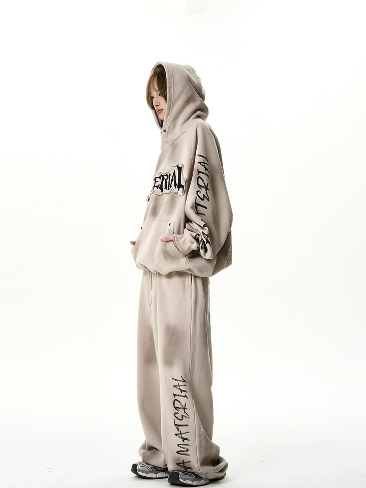 Bred Beina Vaskede Grafiske Sweatpants